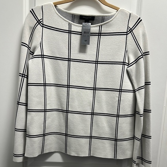 Ann Taylor Tops - Ann Taylor White and Black Plaid Women's Top